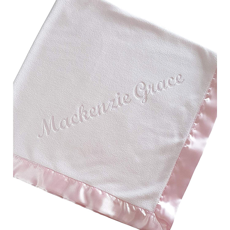 Personalized Newborn Baby Blanket Satin Trim