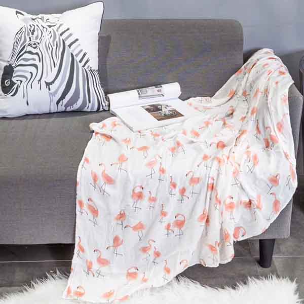 Organic Cotton Muslin Custom Print Baby Swaddle Blanket