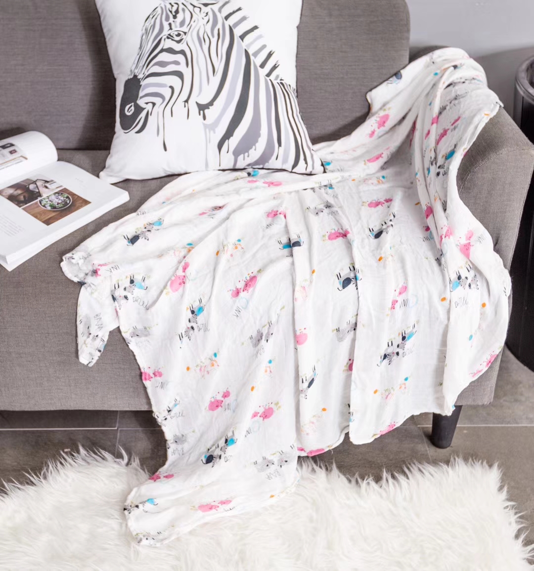 Classic Swaddle Baby Blanket 100% Cotton Muslin Large 47 X 47 inch