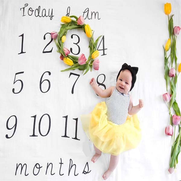 Thick Soft Baby Monthly Milestone Winkle Free Large Blanket 50x60in Customize Size